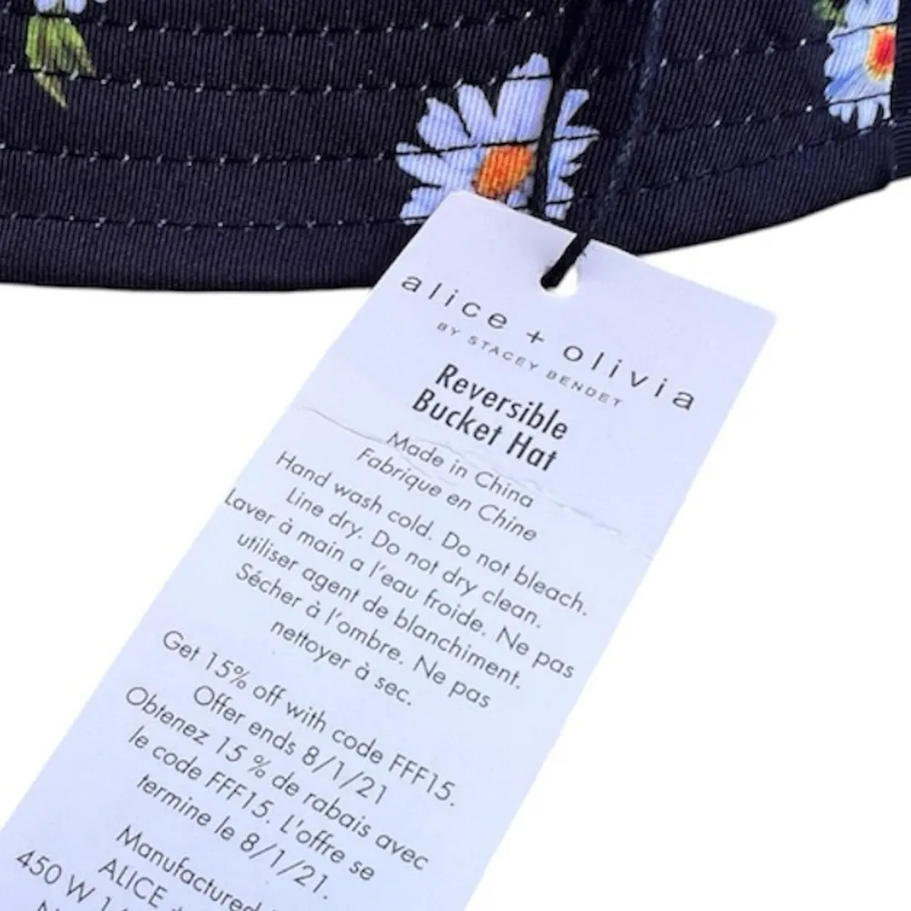 Alice + Olivia Reversible Bucket Hat Black, White with Daisy’s NWT - Image 8
