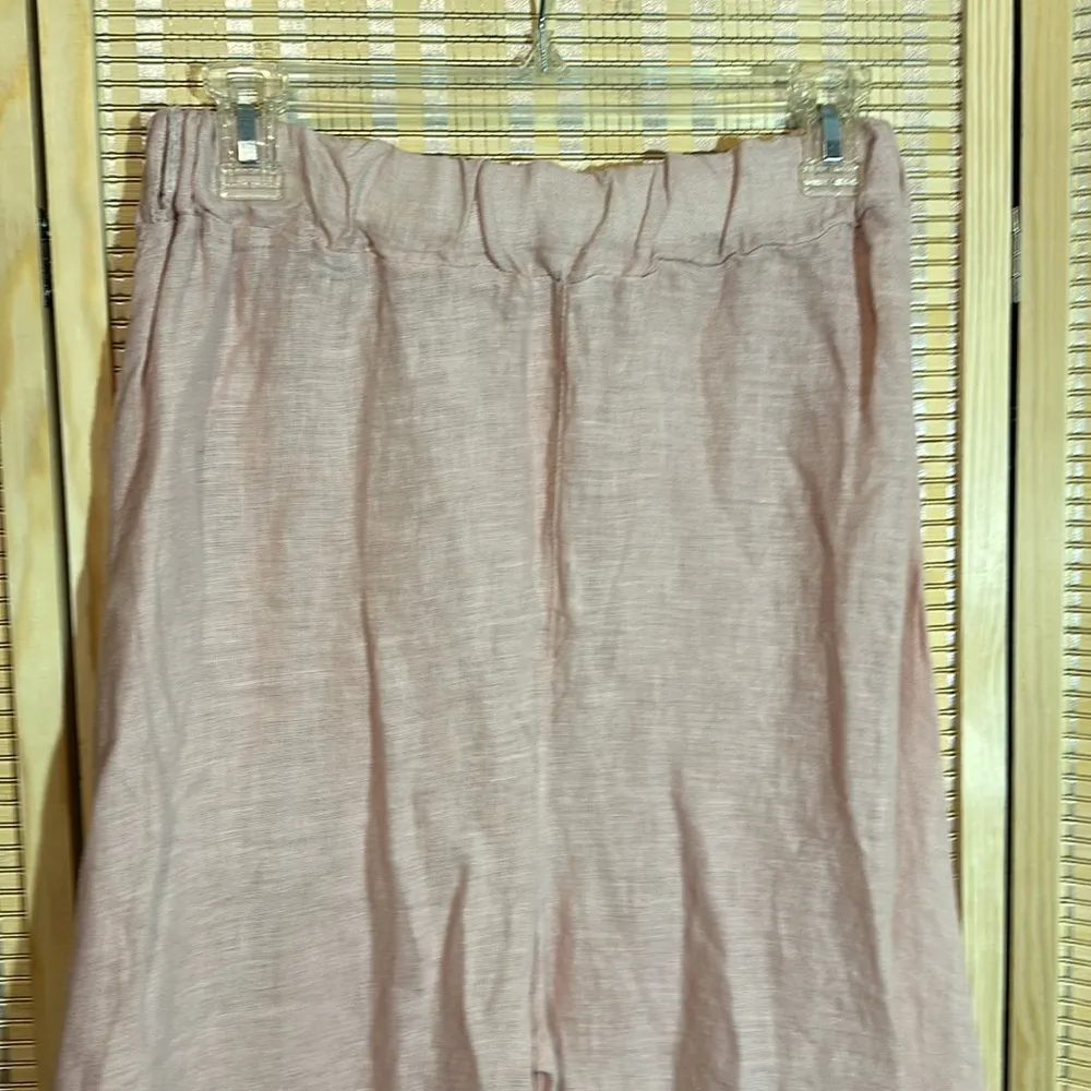 Suzy D London Light Pink Linen Sahara Ultra Wide Leg Culotte Pants Med NWT - Image 9