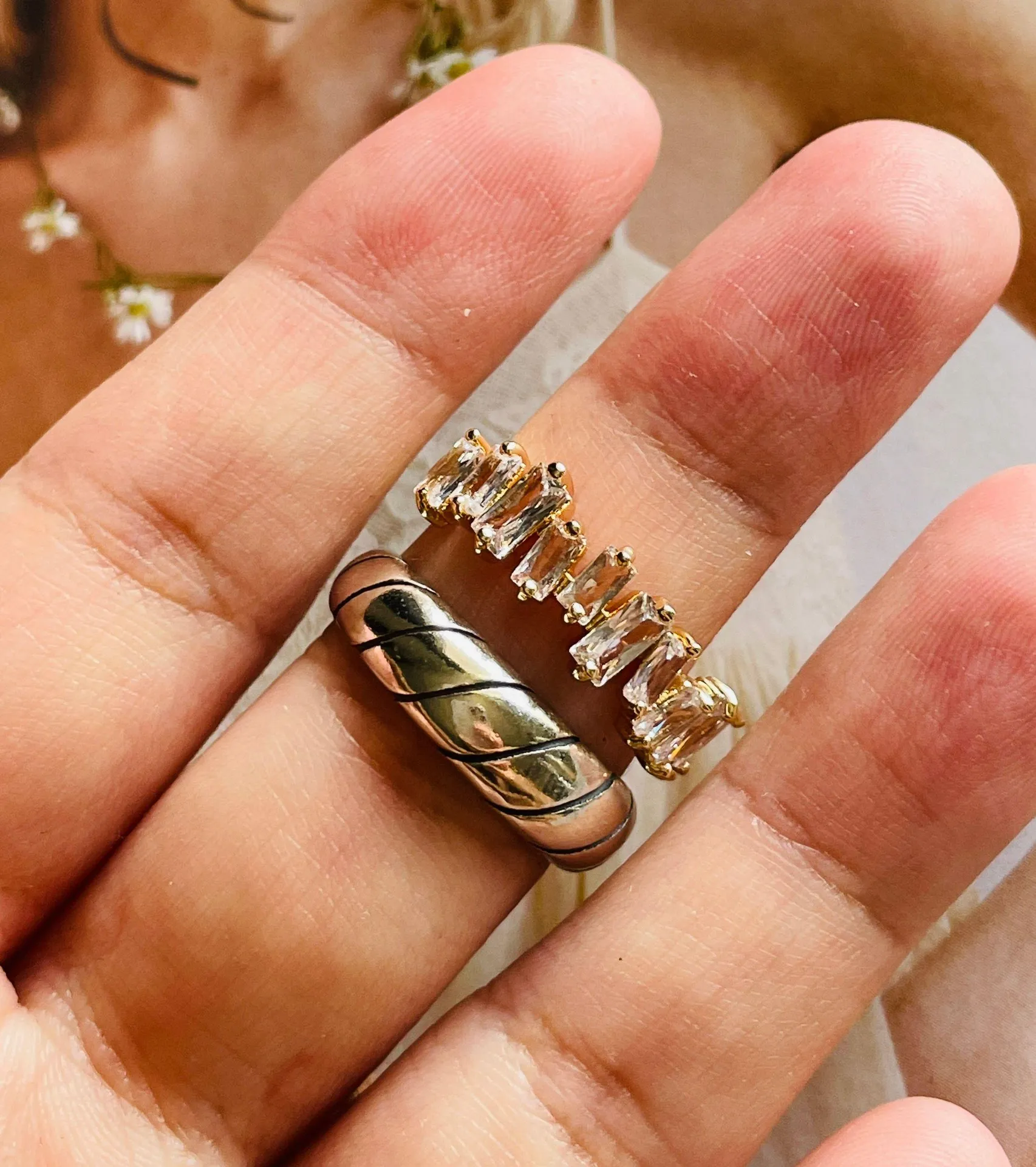 Sterling Silver Ring + CZ Ring Set Of 2 - Image 5