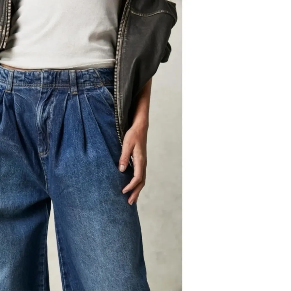 Free People Equinox Denim Trousers Lake Life Blue 29 Wide Leg Jeans Slouchy - Image 7