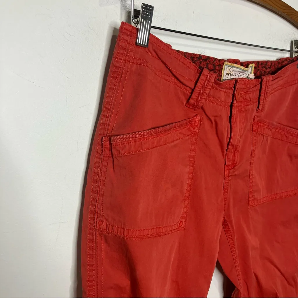 Aventura Y2K capris roll tab hem rust orange low rise organic cotton‎ women sz 6 - Image 2