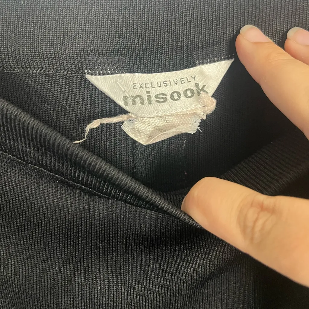 Exclusively Misook Womens L Black Knit Ankle Pant Pull On Wide Leg Split Hem - Image 3