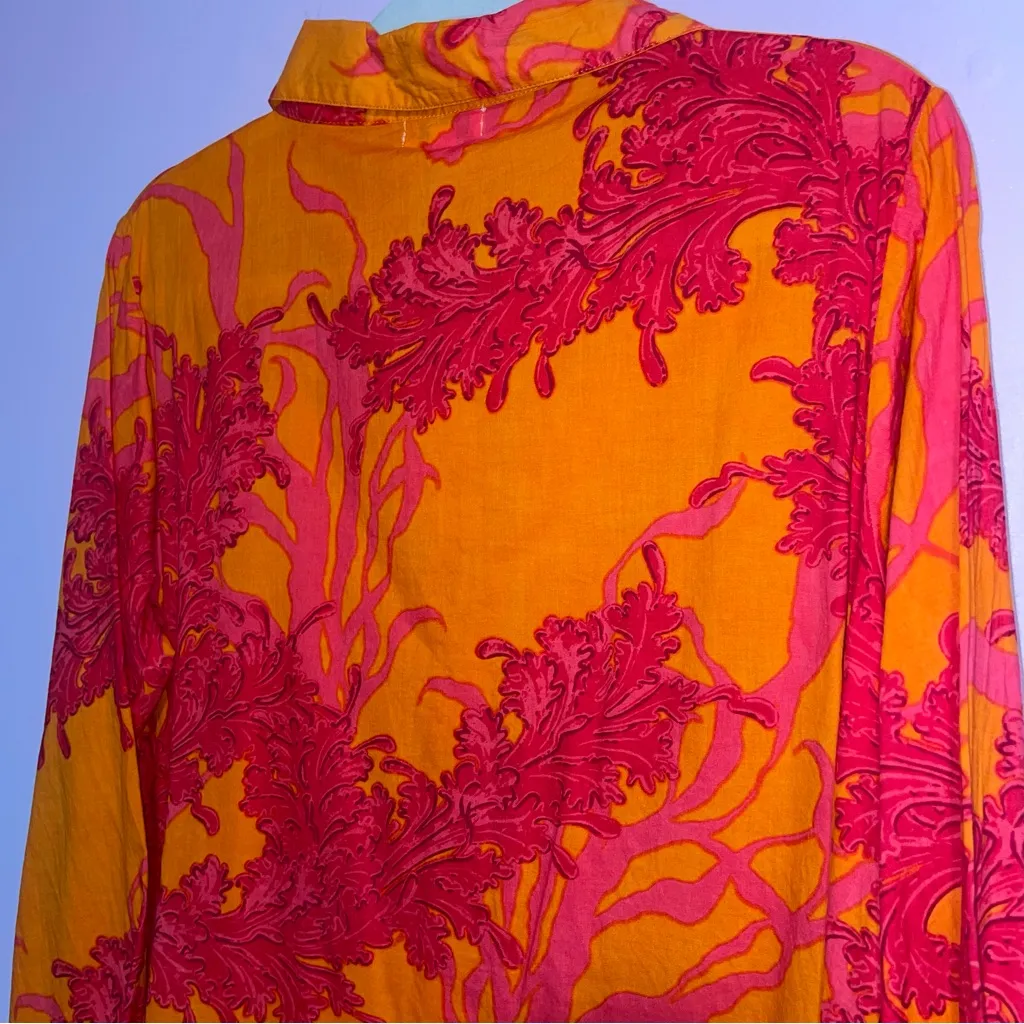 ModaPosa Gabriella Tunic Dress Big Coral Orange Fuchsia Women Size XL Beach Chic - Image 9