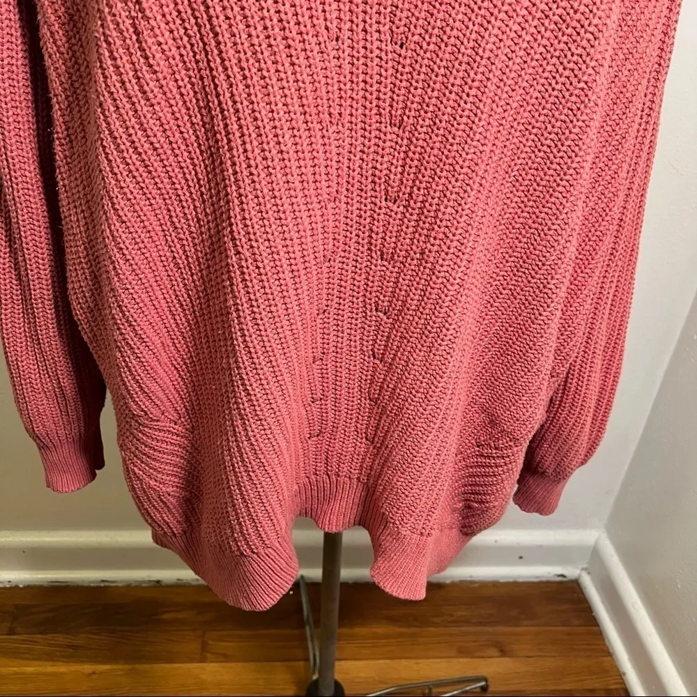 Old Navy V-Neck Sweater Shaker Stitch Pink - Image 4