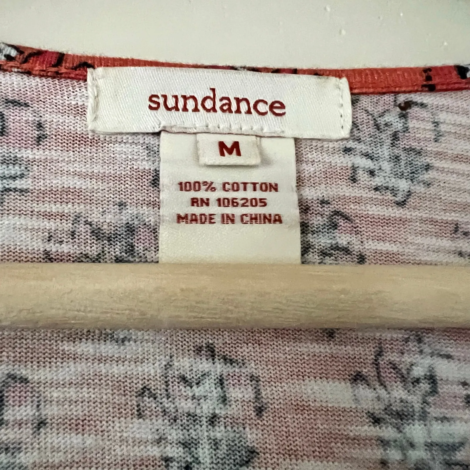 Sundance Women's Blouse Top Shirt Orange Pattern Boxy Tee Medium 100% Cotton - Image 2