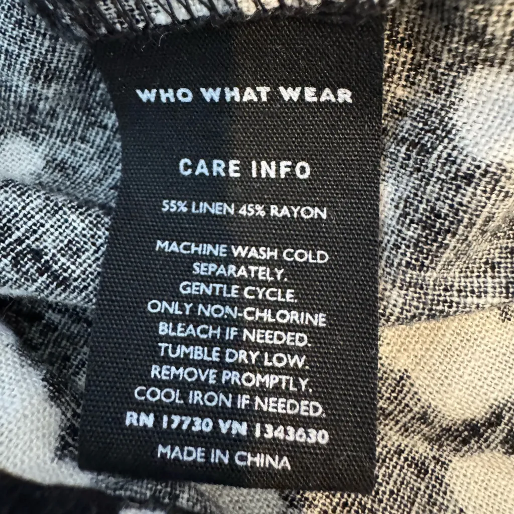 Who What Wear Puff Short-Sleeve Ruffle Linen Blend w/Pockets Dress Size S - Image 11