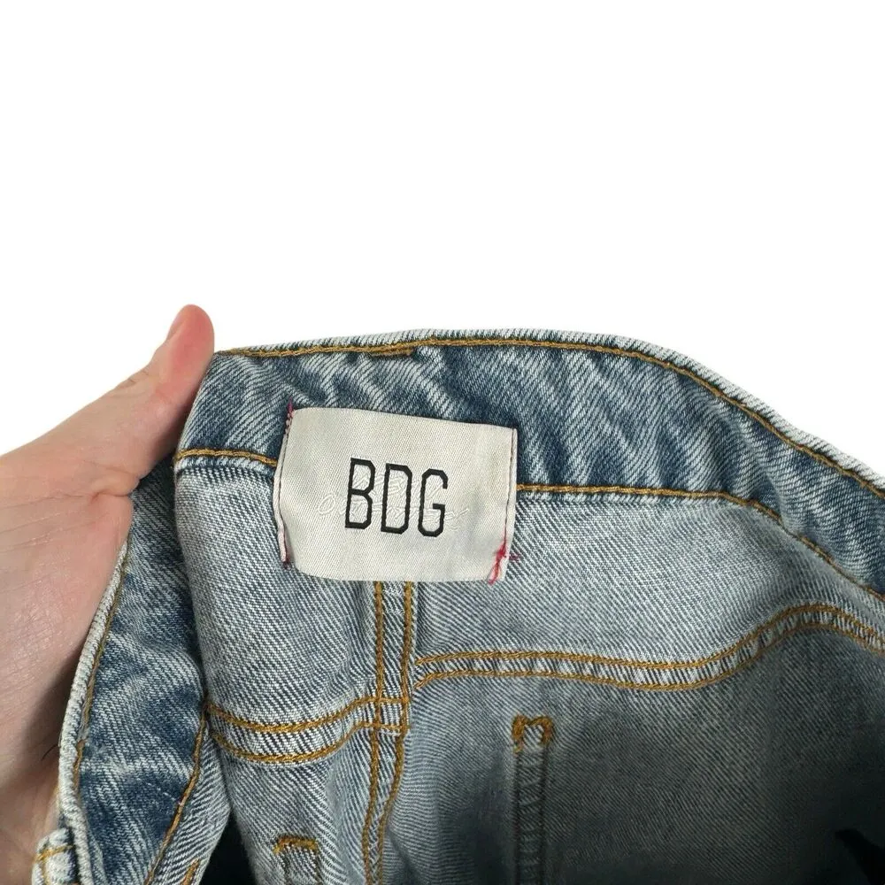 High Rise Baggy Light Wash Jeans Patchwork Boho Festival High Rise Womens 28 - Image 6