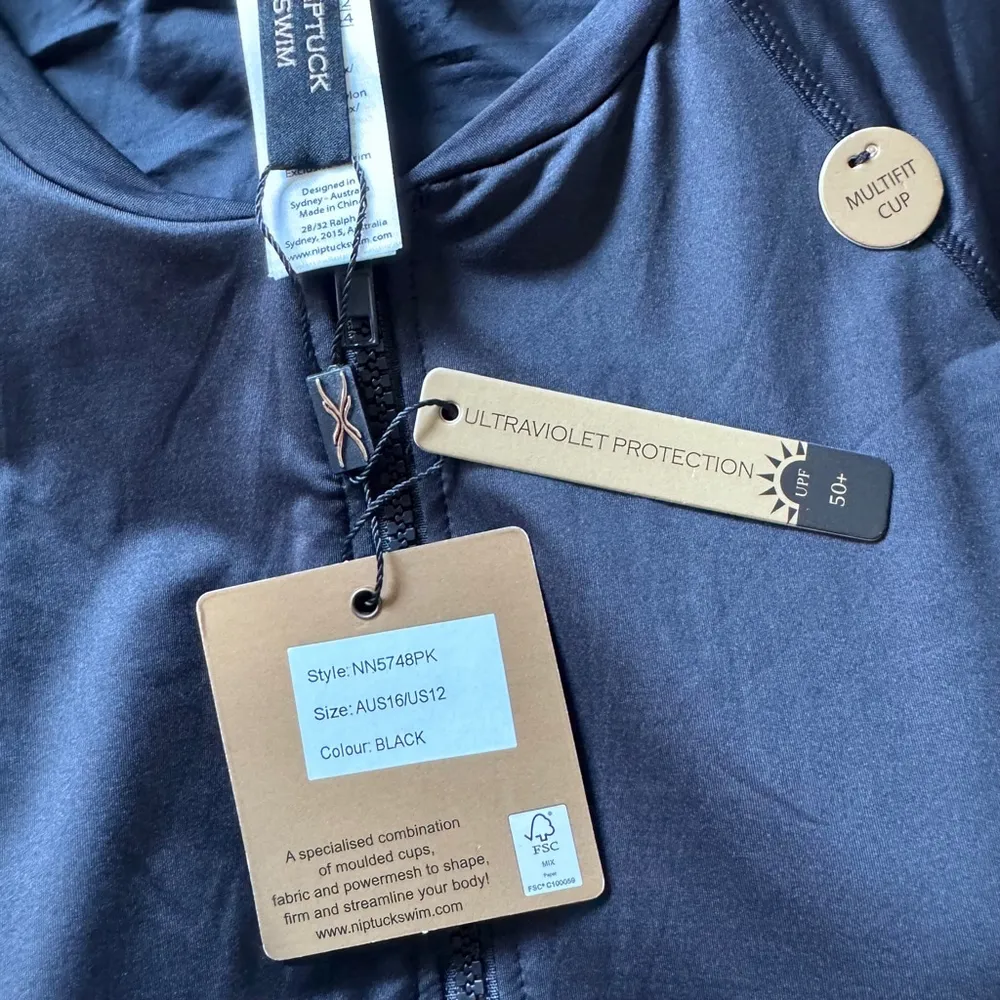 NWT Nip Tuck Swim Uma Sunsafe Swimsuit Black Size 12 One Piece Zip Full Coverage - Image 5