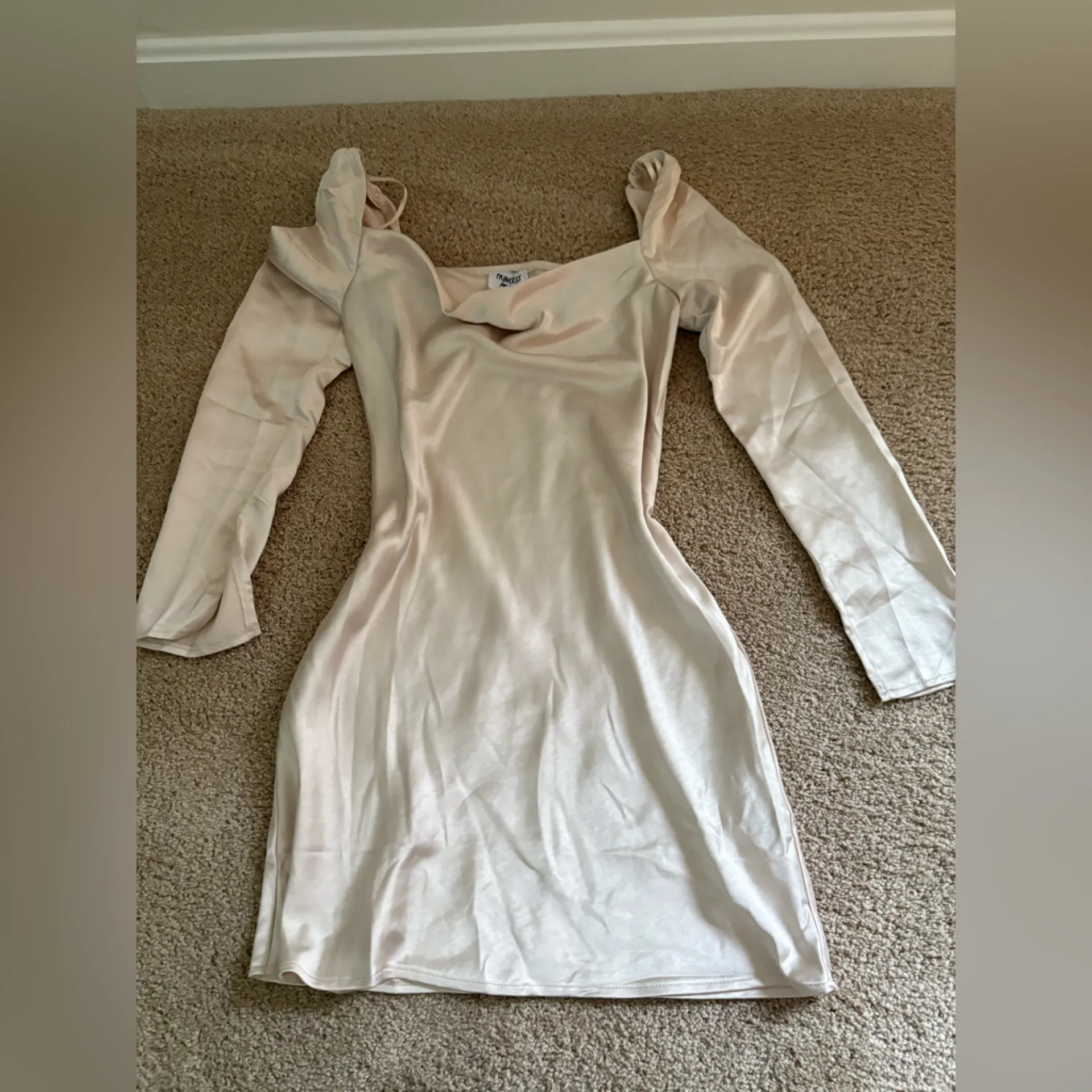 Princess Polly Shiny Long Sleeve Champagne Mini Dress 🍾🥂✨ - Image 3