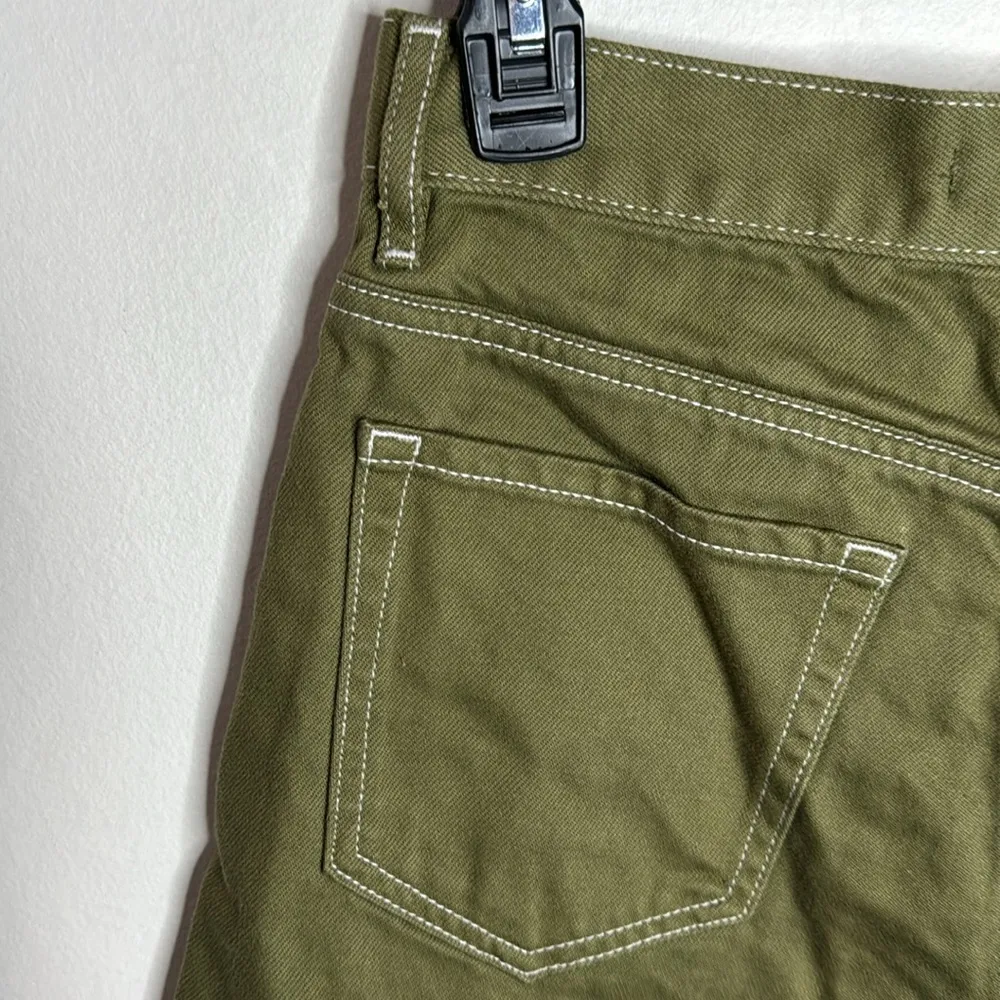 PacSun Olive Spliced Ultra High Waisted Vintage Denim Shorts 100% cotton size 27 - Image 9