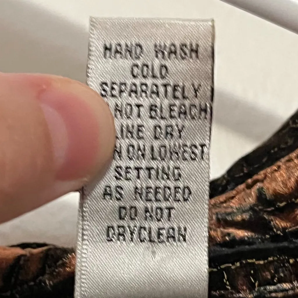 Chico's design silk rayon velvet button up blouse sheer detail size 2 = large - Image 10