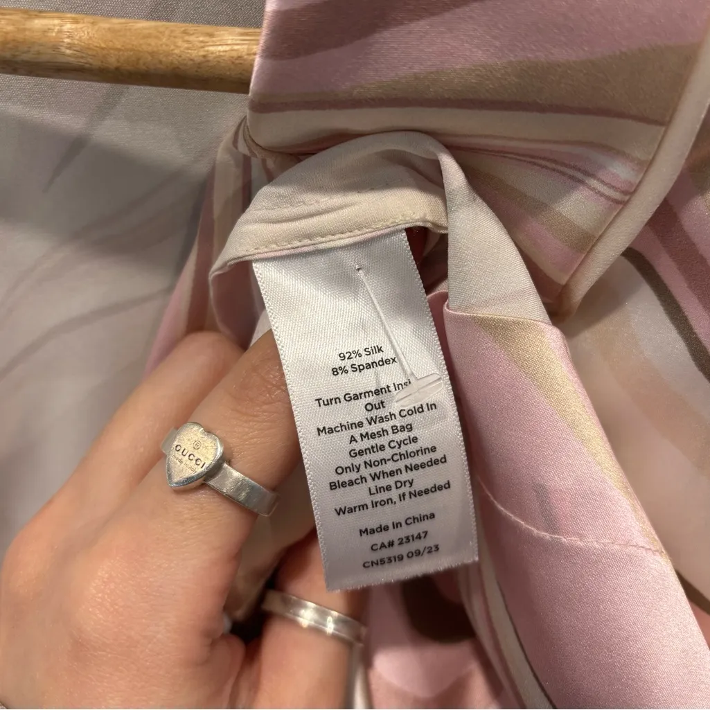 Pink & Mocha Silk Swirl Pattern Pajama Sleep Top One Size Size undefined - Image 4