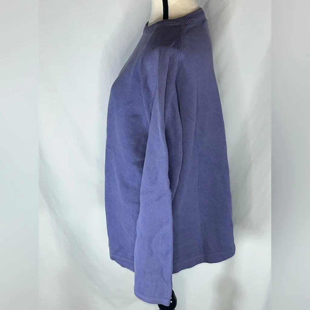 Eddie Bauer Vintage 90s Purple Crewneck Sweater V-Stitch Raglan Cotton Womens L - Image 3