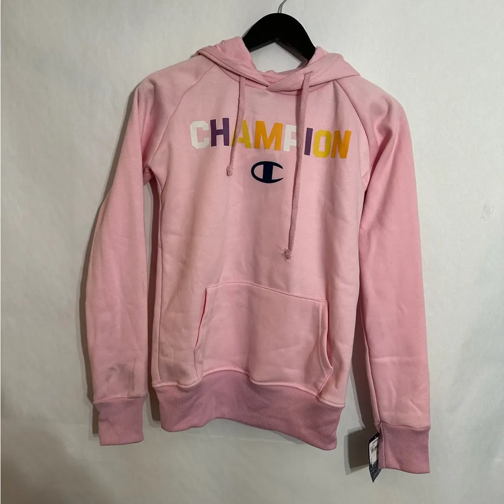NWT Champion Powerblend Ice Cake Pink Graphic Logo Hoodie Women Small See Notes - Image 3