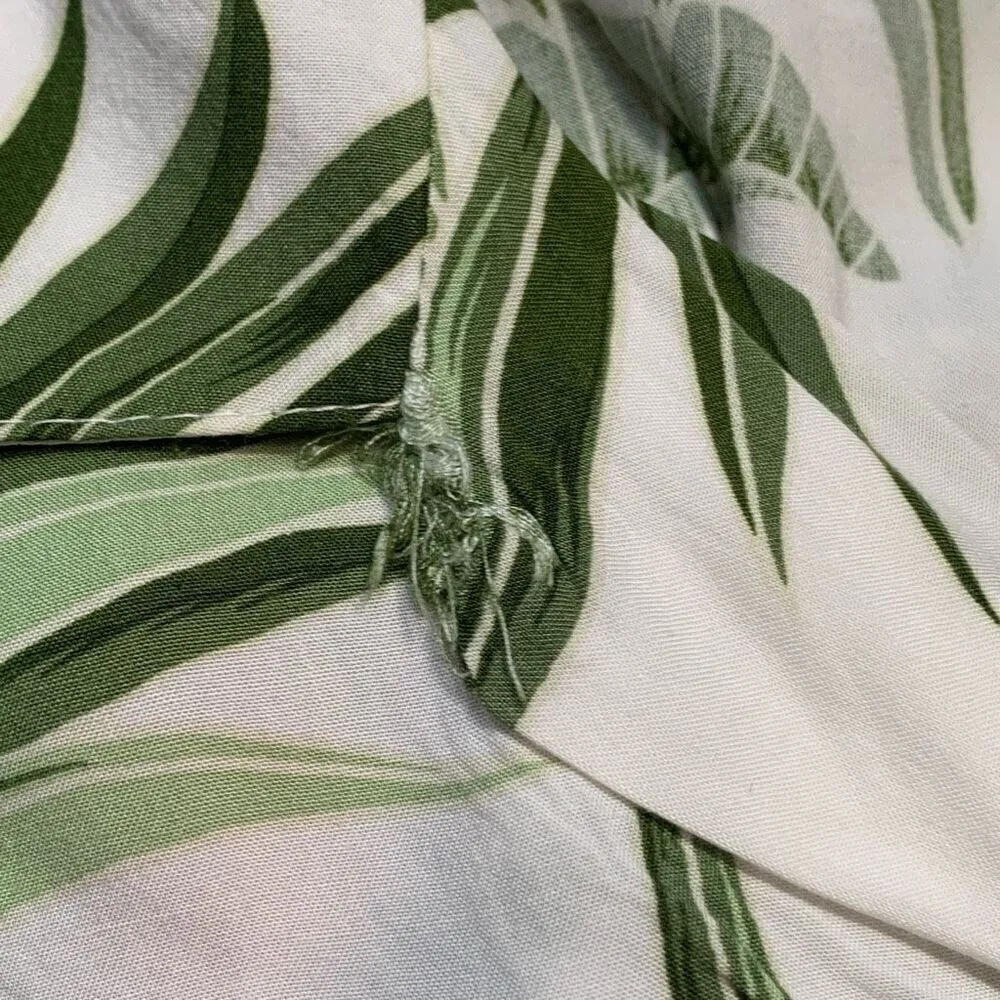 Vintage Bishop St. Apparel Shirt Green Tropical Palm Floral Print Button Down White Size L - Image 8