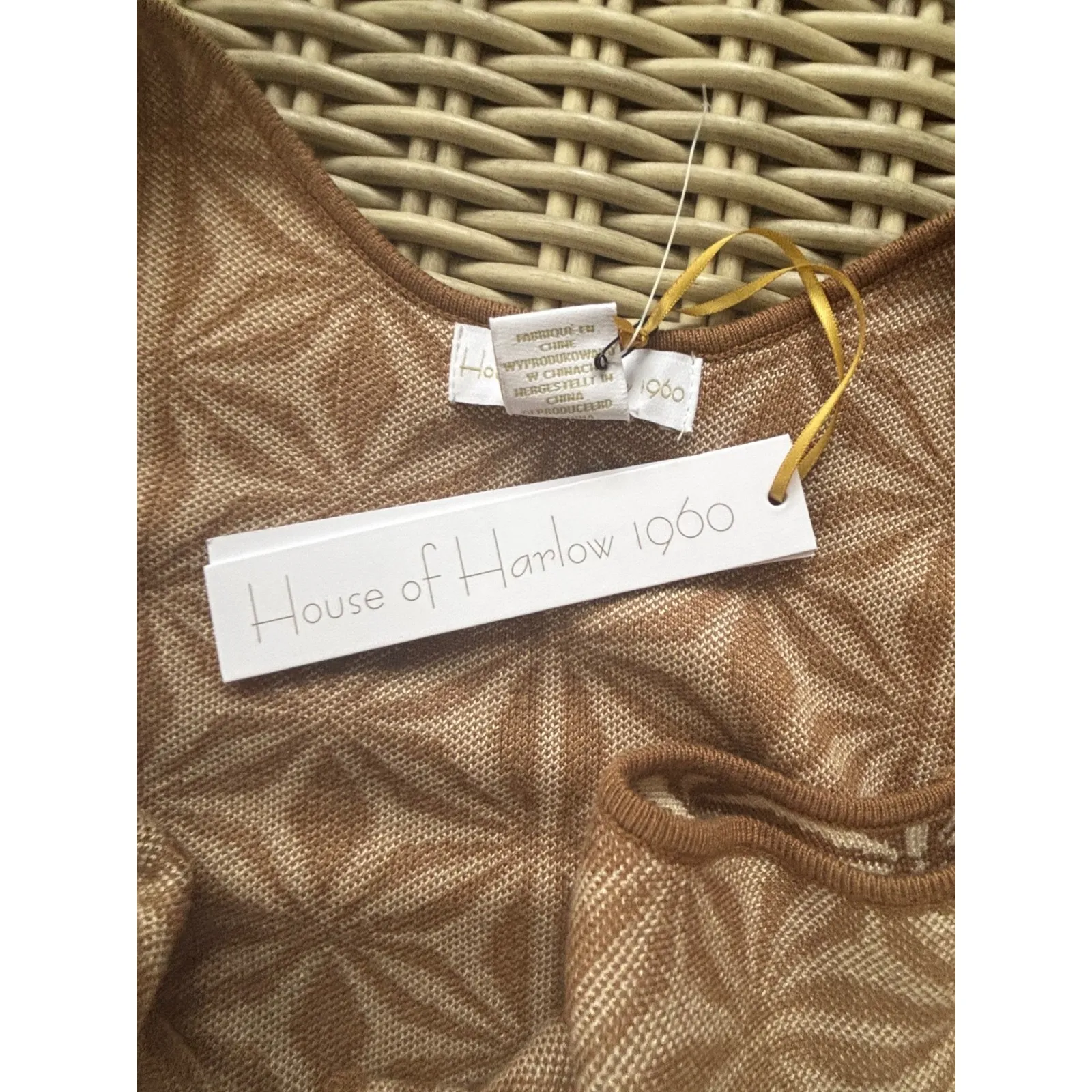 House of Harlow 1960 NWT Geometric Knit Maxi Dress medium boho retro layered Brown - Image 6