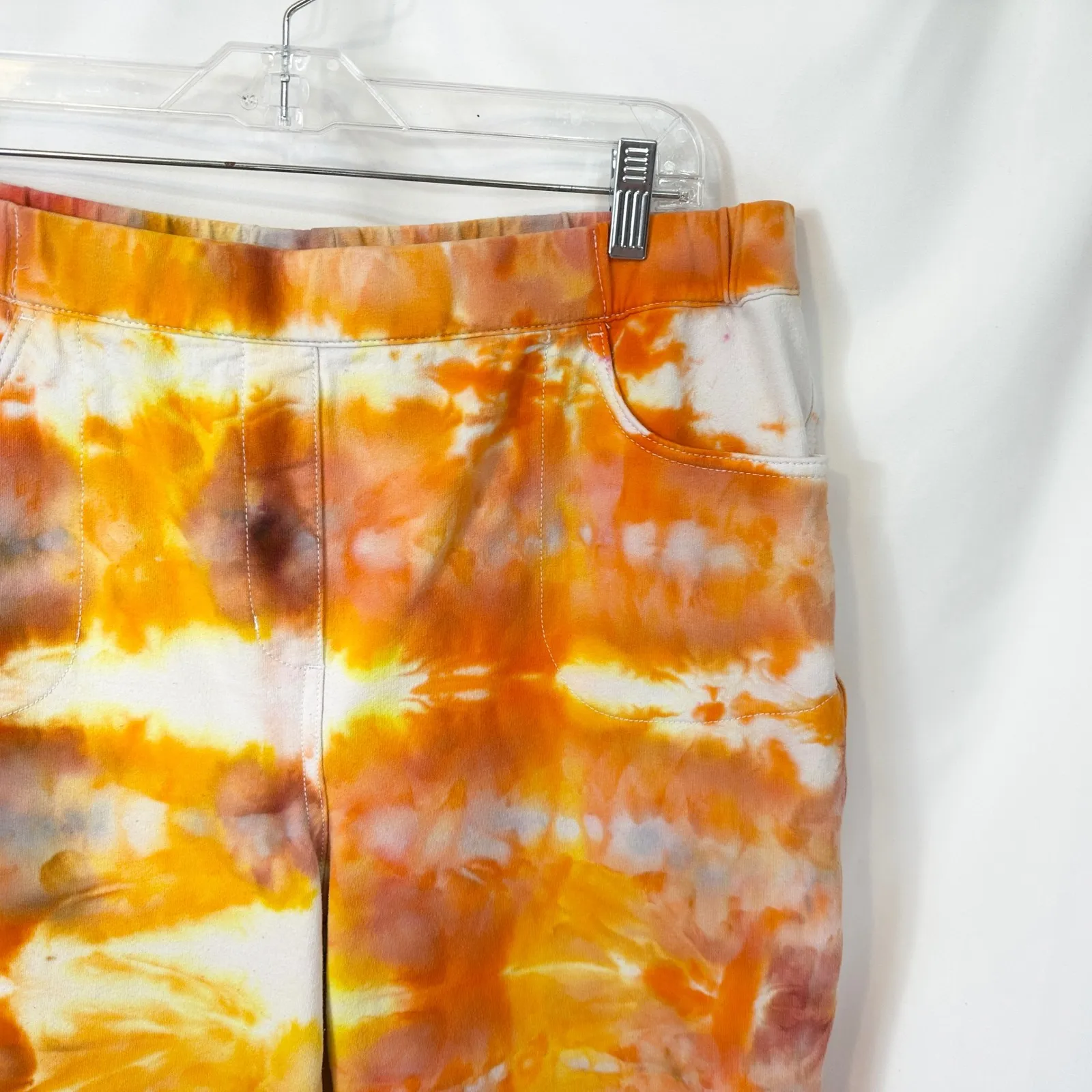 Dream Jeans Quacker Factory Large Capri Handmade Tie Dye Orange Rhinestone 286 - Image 4