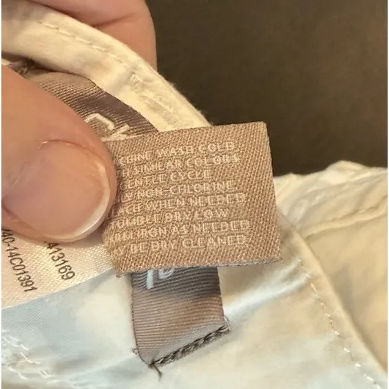 Chicos 2 US Large Womens White Cargo Cuffed Pants Pockets Beach Preppy Boho - Image 7