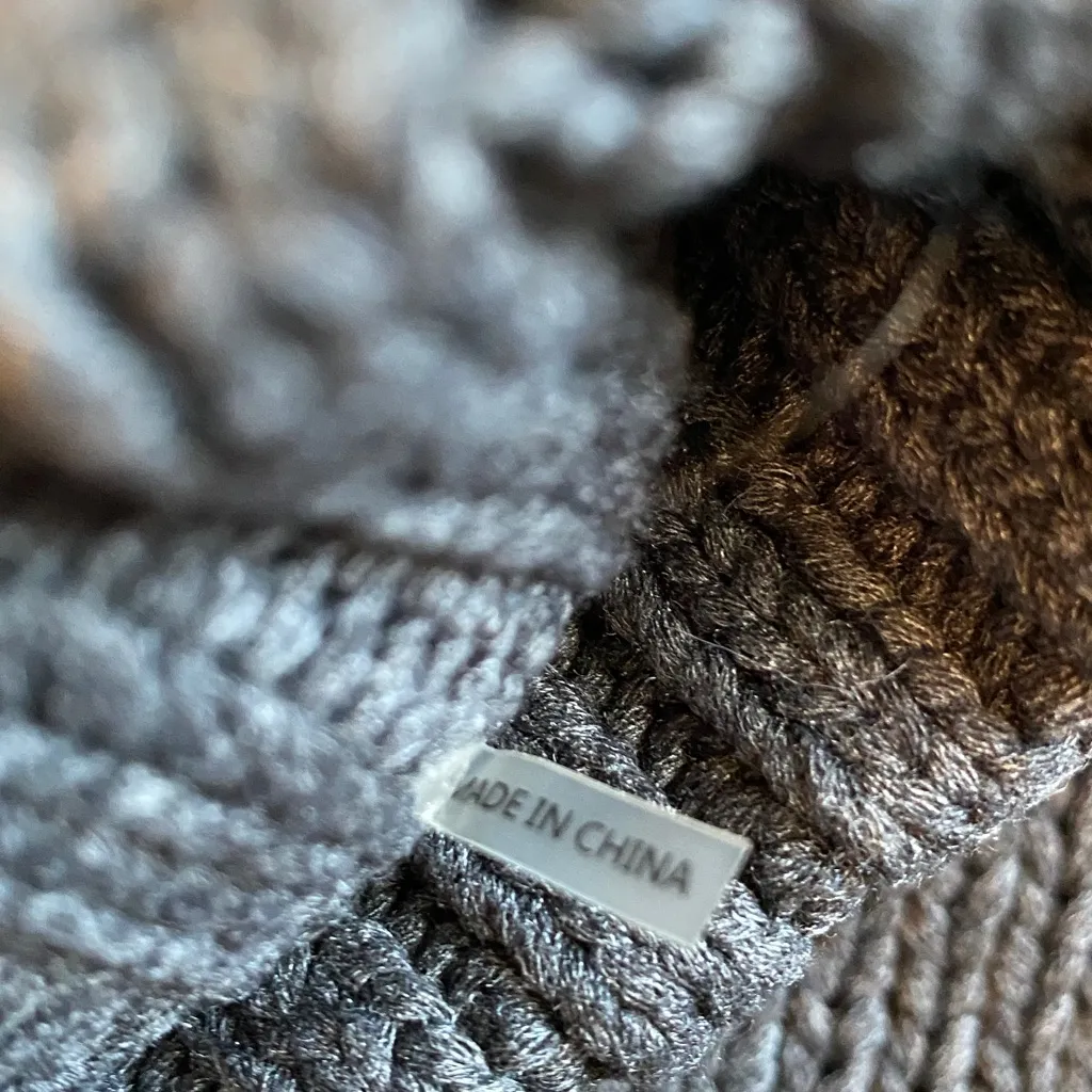 White + Warren Knit Chunky Boxy Mock Neck Sweater Charcoal Black Size M - Image 8