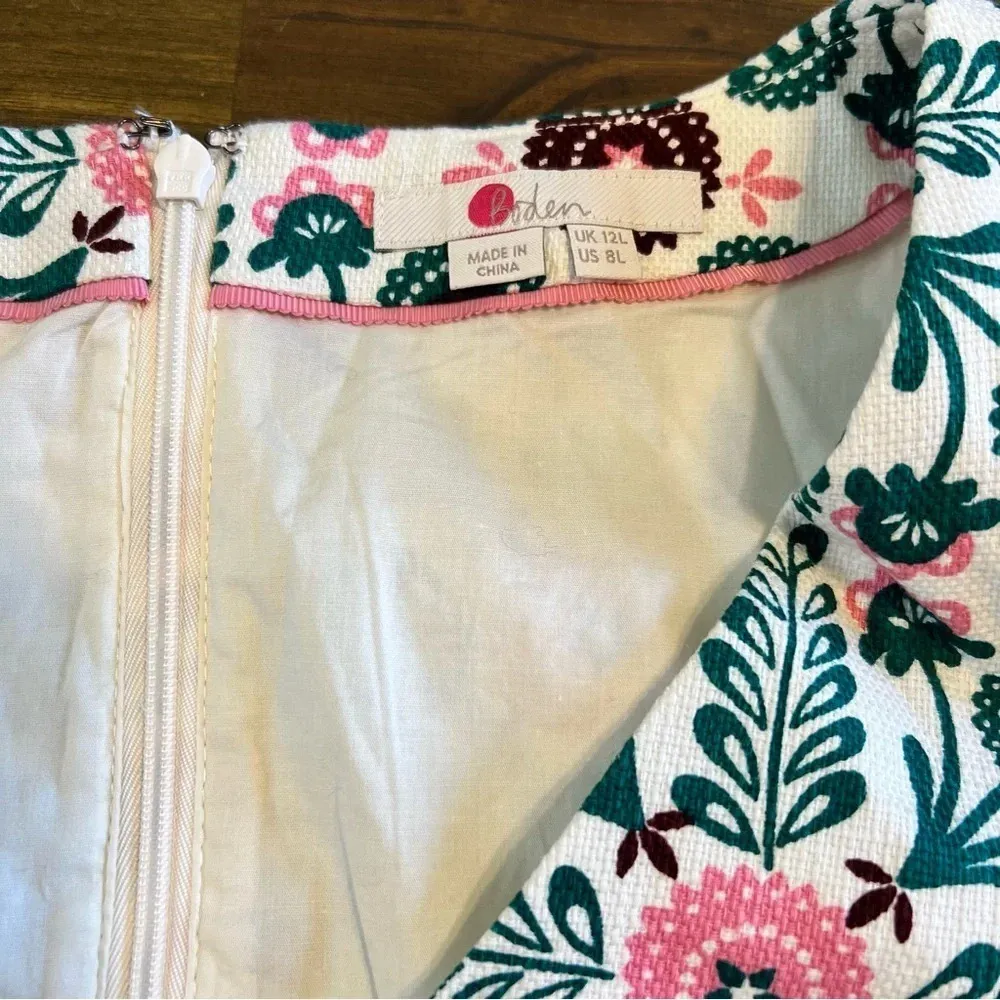 Boden Tatiana Textured Printed Dress V Trellis Tile 8L Sheath Green Size undefined - Image 8