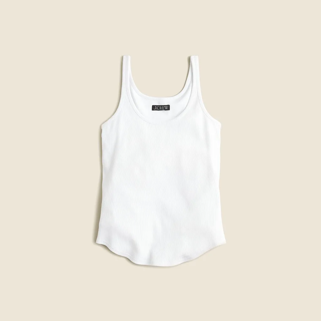 NWT J crew Vintage rib shelf-bra tank top white ribbed Sz XXS - Image 2