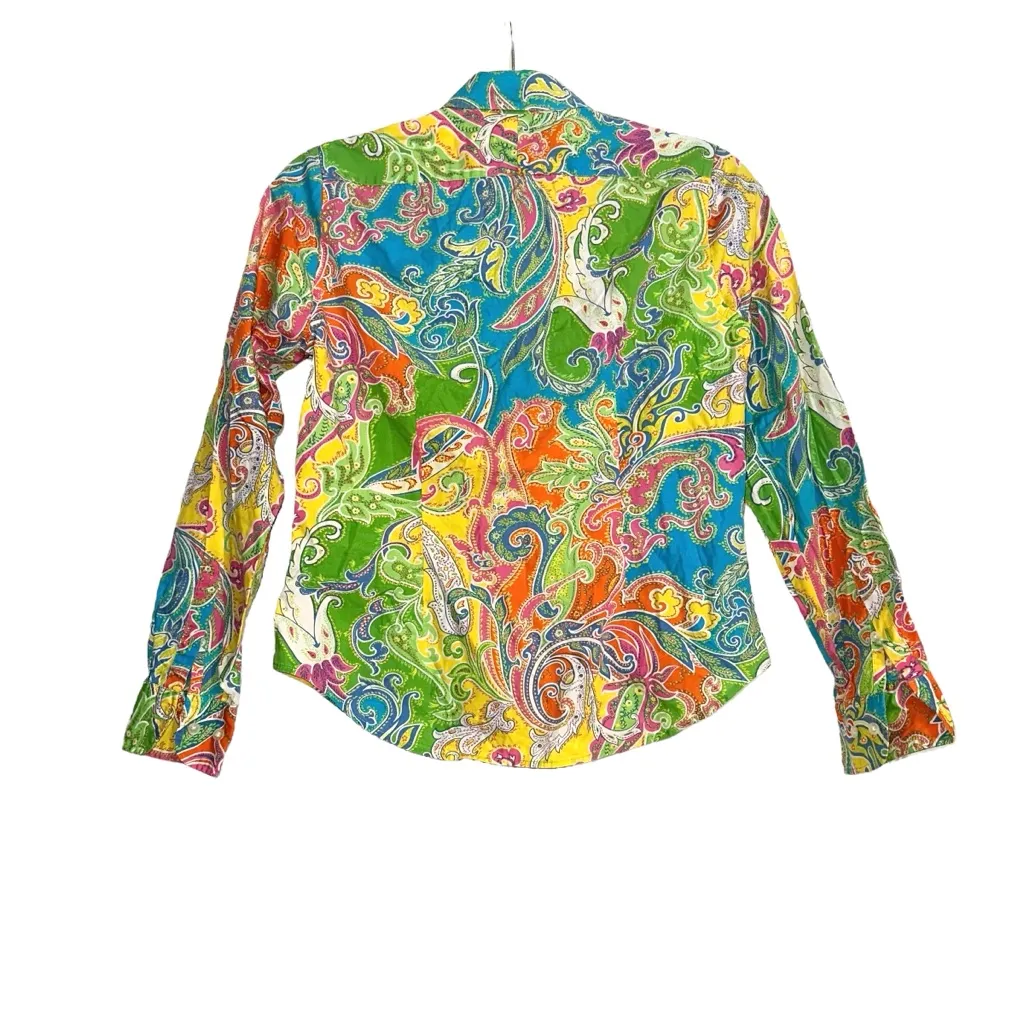 Lauren Ralph Lauren Multicolor Paisley Print Long Sleeve Button Down Shirt PS Yellow Size undefined - Image 3