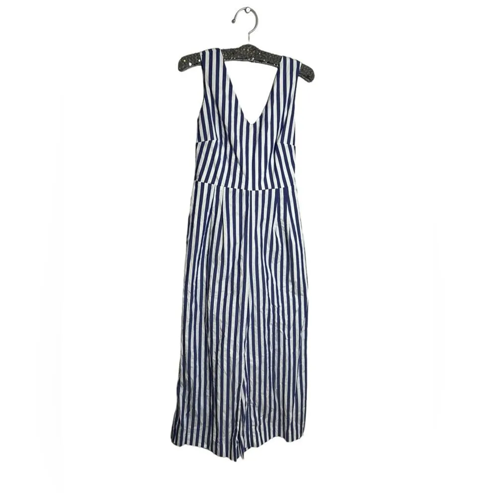 NWT J. Crew Dark Matter Sleeveless Striped Poplin Jumpsuit 4 Wide Leg Blue - Image 4