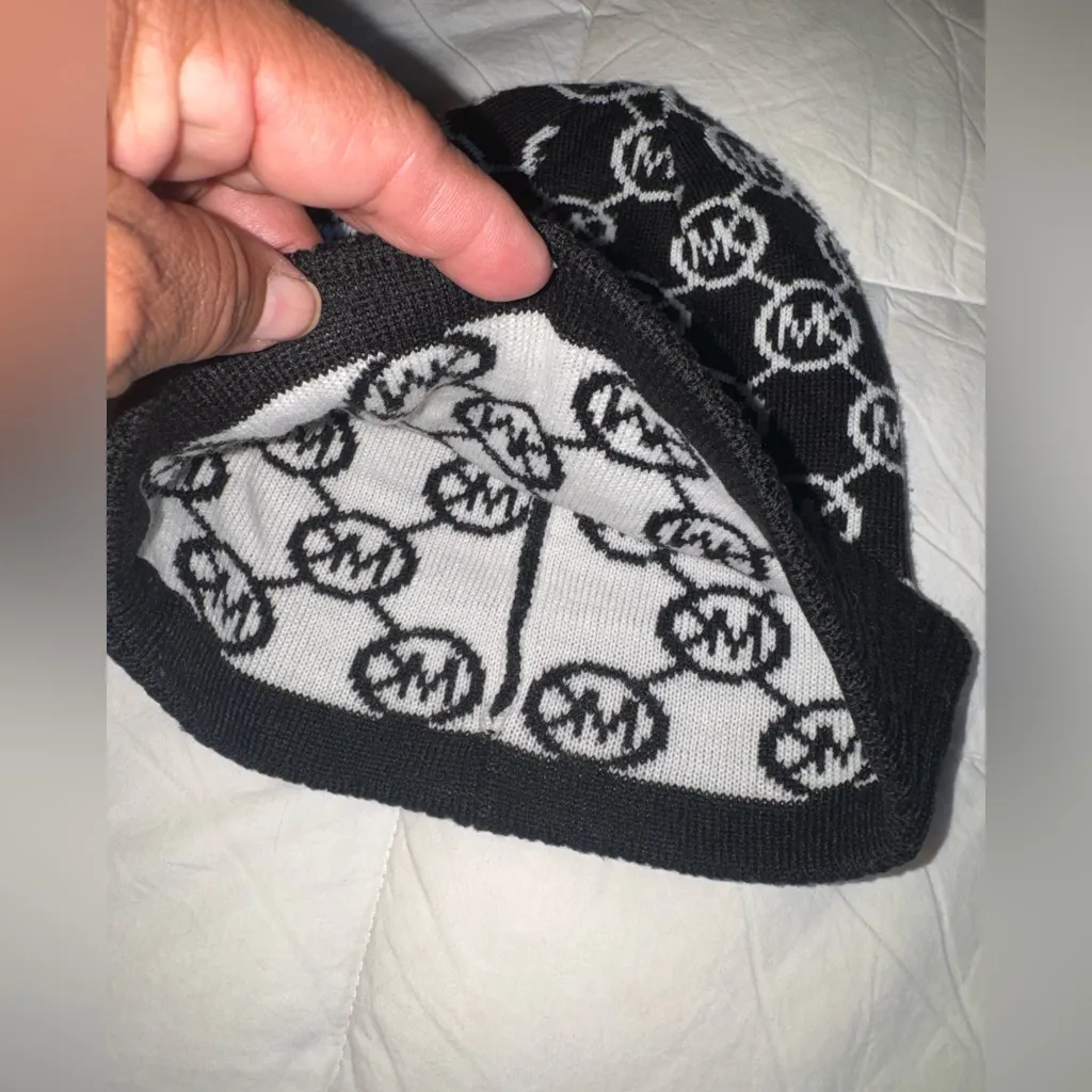Michael Kors Black and White Logo Beanie - Image 5
