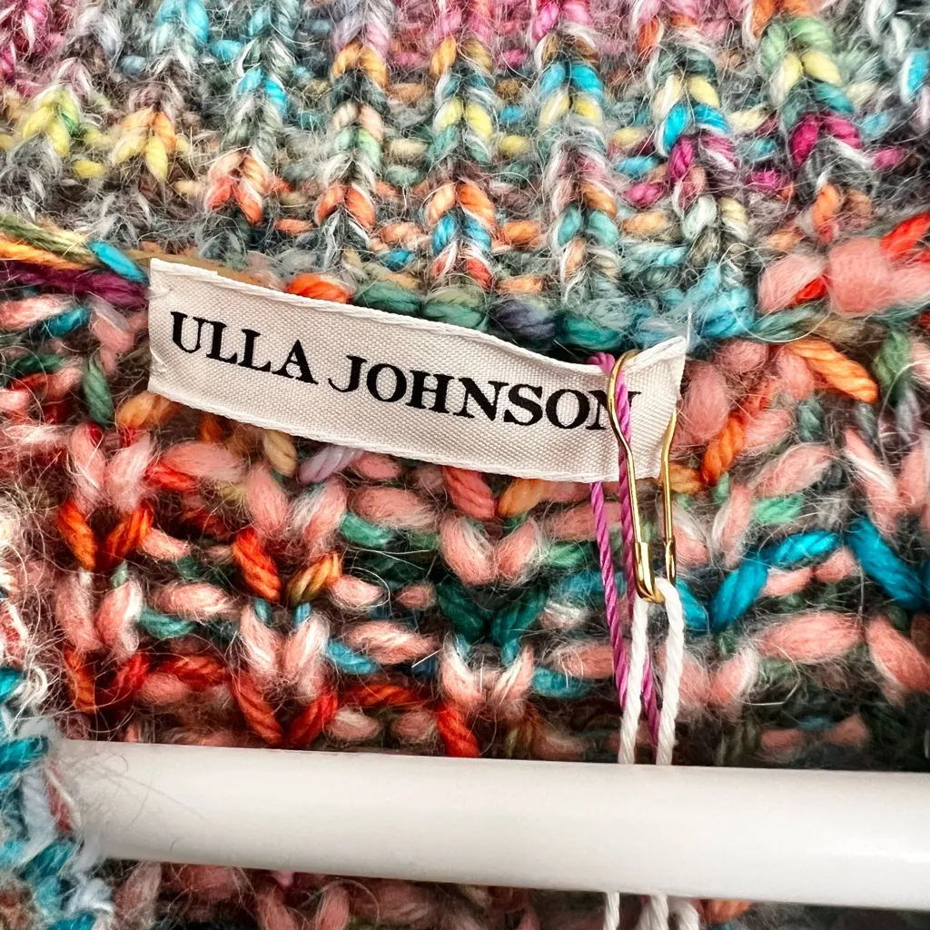 NWT Ulla Johnson Fiora Wool Puff Sleeve Kid Mohair Rainbow Cardigan Size Small - Image 8