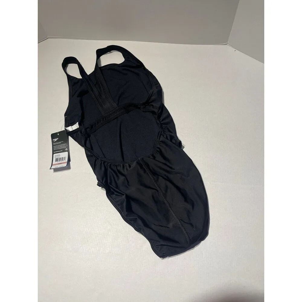 Speedo Performance Flyback ProLT One-Piece Black Swimsuit Size 12 New With Tags - Image 5