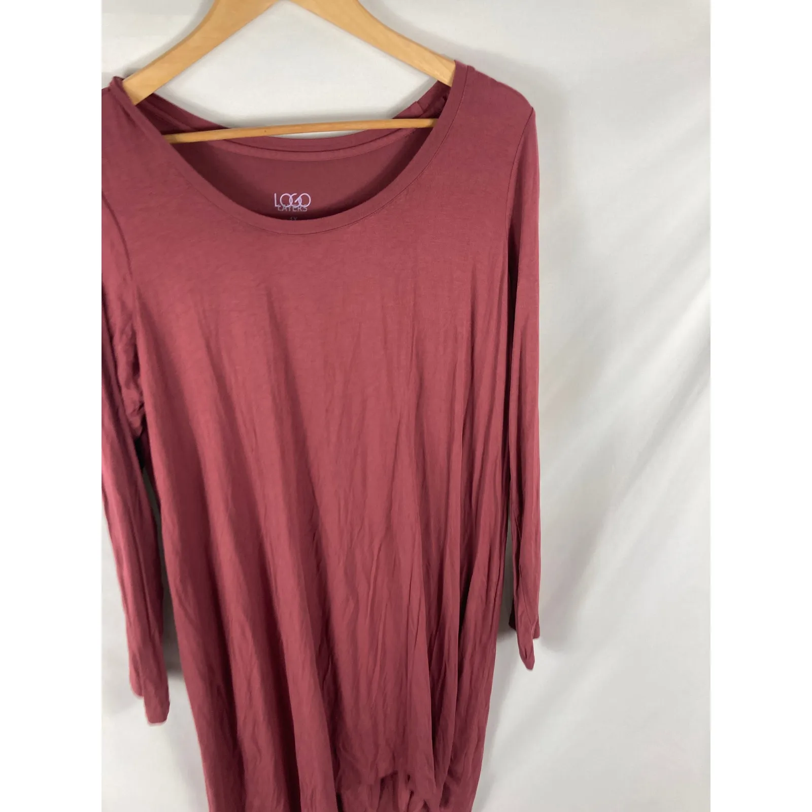 LOGO Lori Goldstein Mauve Long Sleeve Tunic Dress Size 1X - Image 2