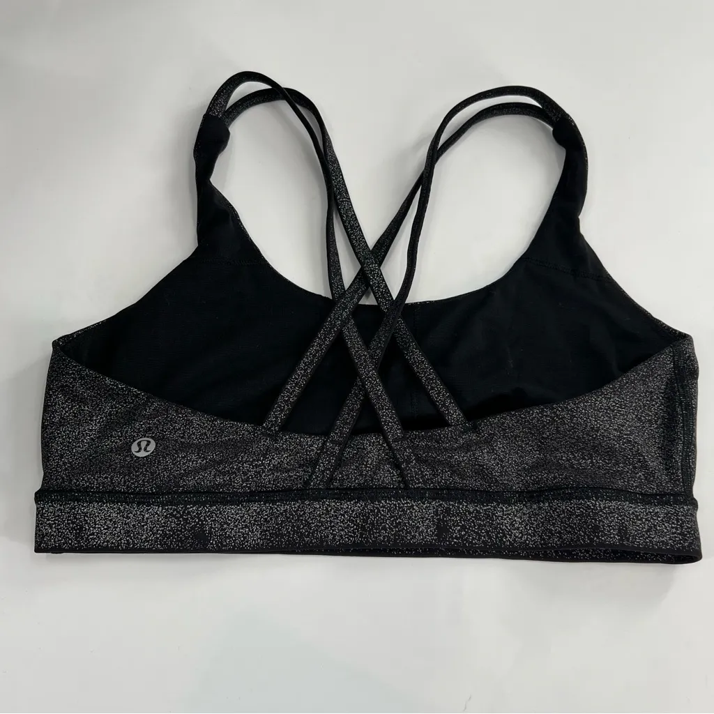 Lululemon energy sports bra black shine foil sz 12 - Image 2