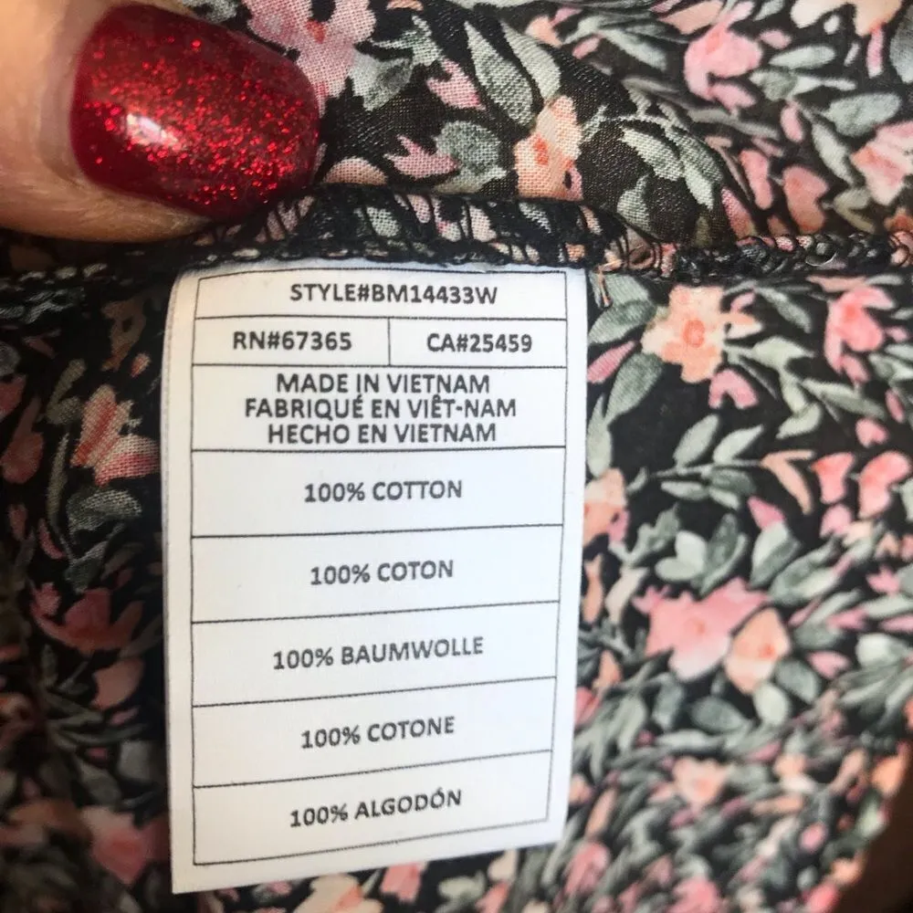 BB Dakota Steve Madden Black Floral Blouse Large - Image 4