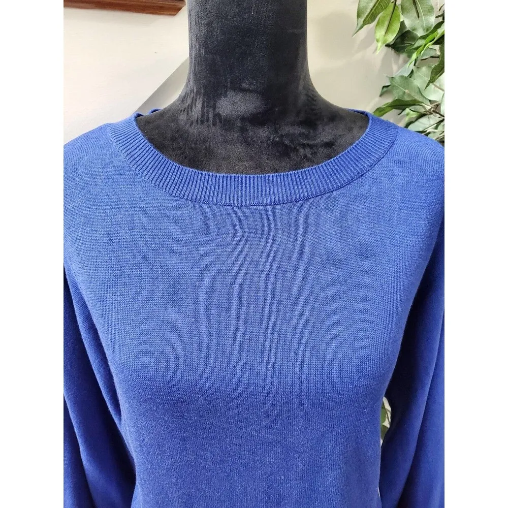 Jack Women's Solid Blue Acrylic Long Sleeve Round Neck Pullover Casual Sweater S - Image 2