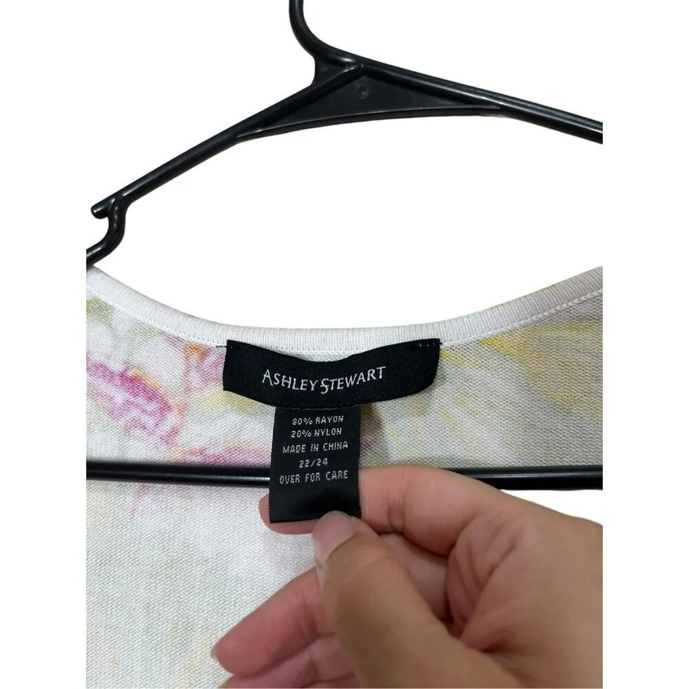 Ashley Stewart Floral Tropical Beachy Light Qtr Zip Cardigan Sweater 22/24 - Image 6