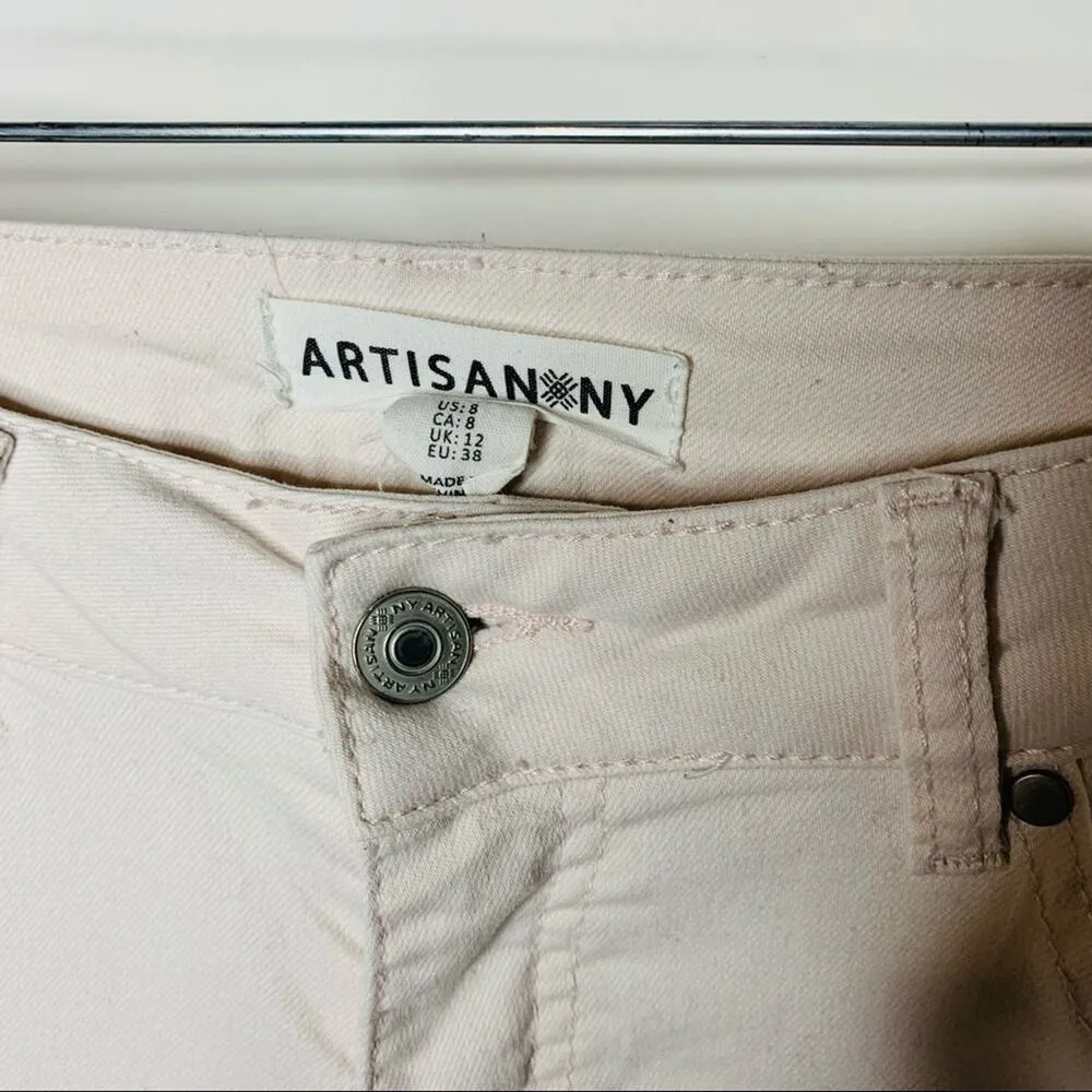 Artisan NY Pale Pink Beige Jeans Skinny Sz 8 - Image 3