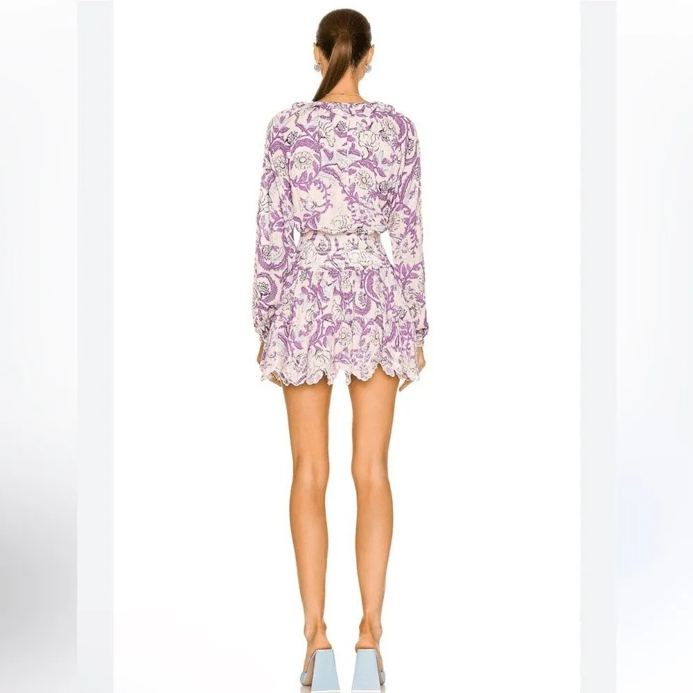 Hemant & Nandita Purple Floral Metallic Asia Mini Dress Size XS - Image 2