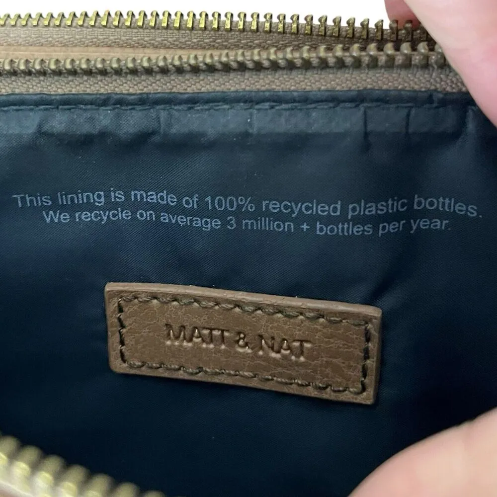 Matt & Nat Brown Vegan Leather Crossbody Front Middle Two Zipper Compartments - Image 11