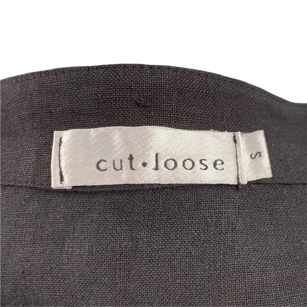 Cut Loose Black 100% Linen MOP Button Jacket Size Small - Image 6
