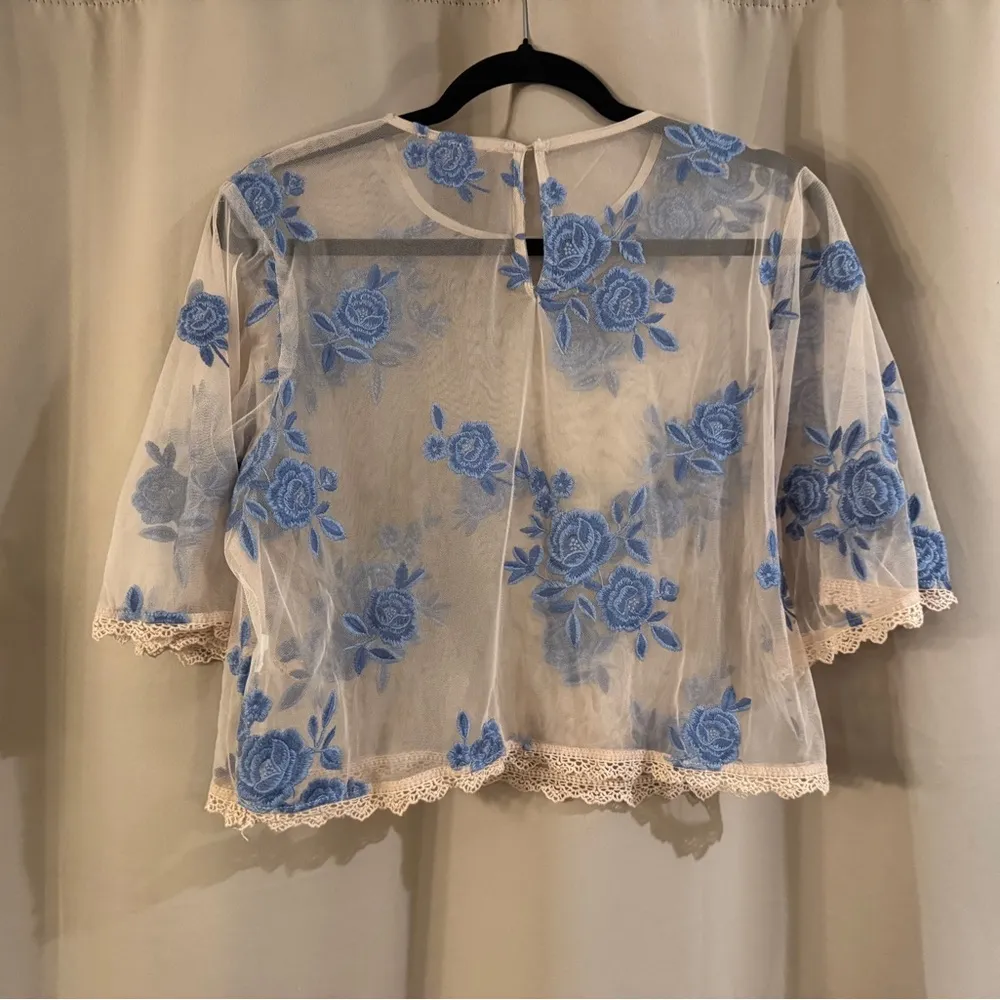Women’s  Blue Floral Lace Top - Image 2