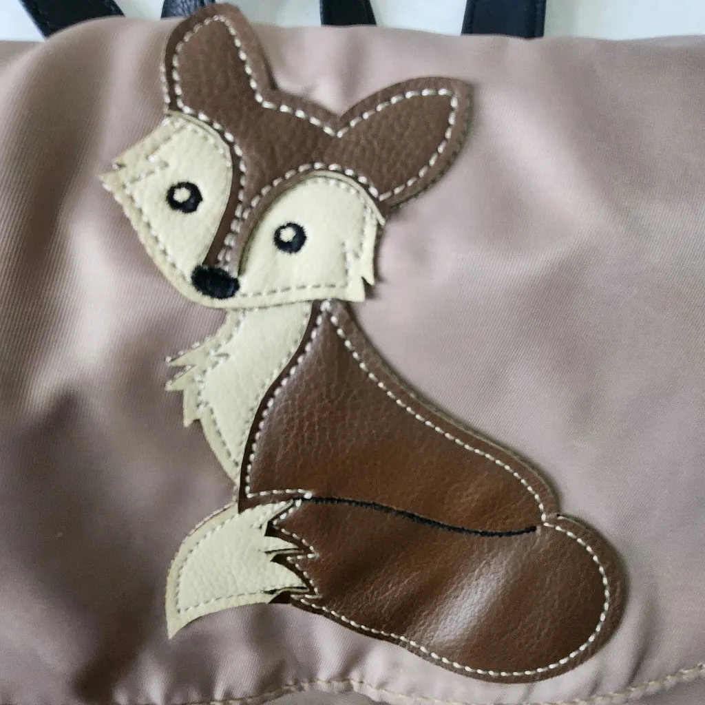 Union Bay Backpack Fox Patch Nylon Purse Bag Lightweight Snap Flap Tan Brown - Image 10