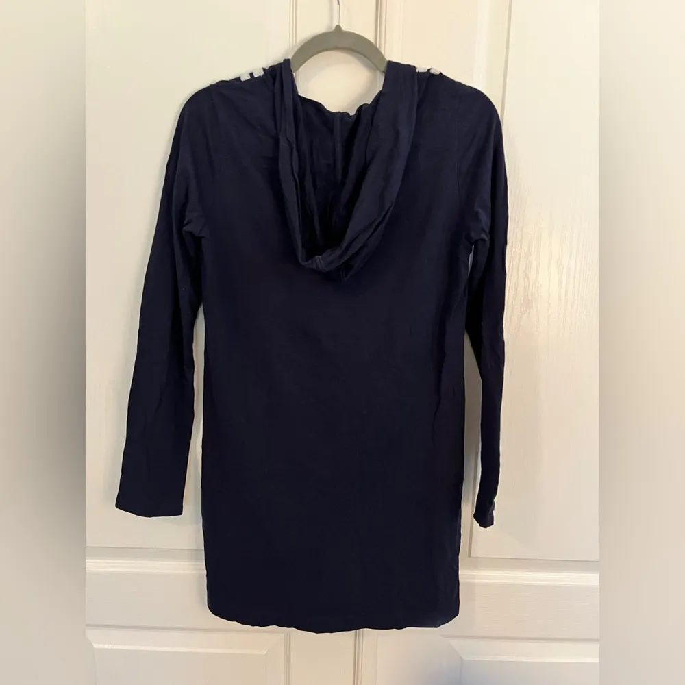 LILLY PULITZER XS Shel True Navy Blue Embroidered Swim Cover-Up Hoodie - Image 6