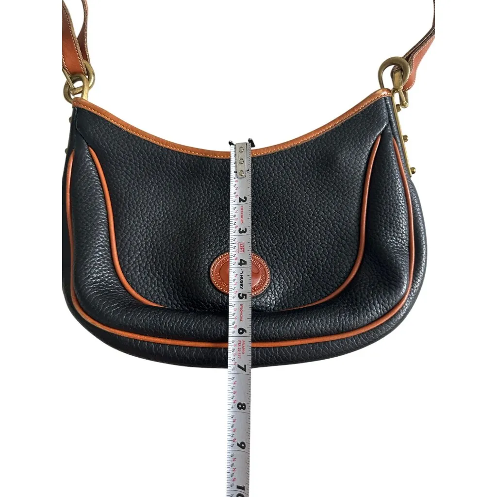 DOONEY & BOURKE Vintage Black Tan Pebble Leather Adjustable Shoulder Bag - Image 8