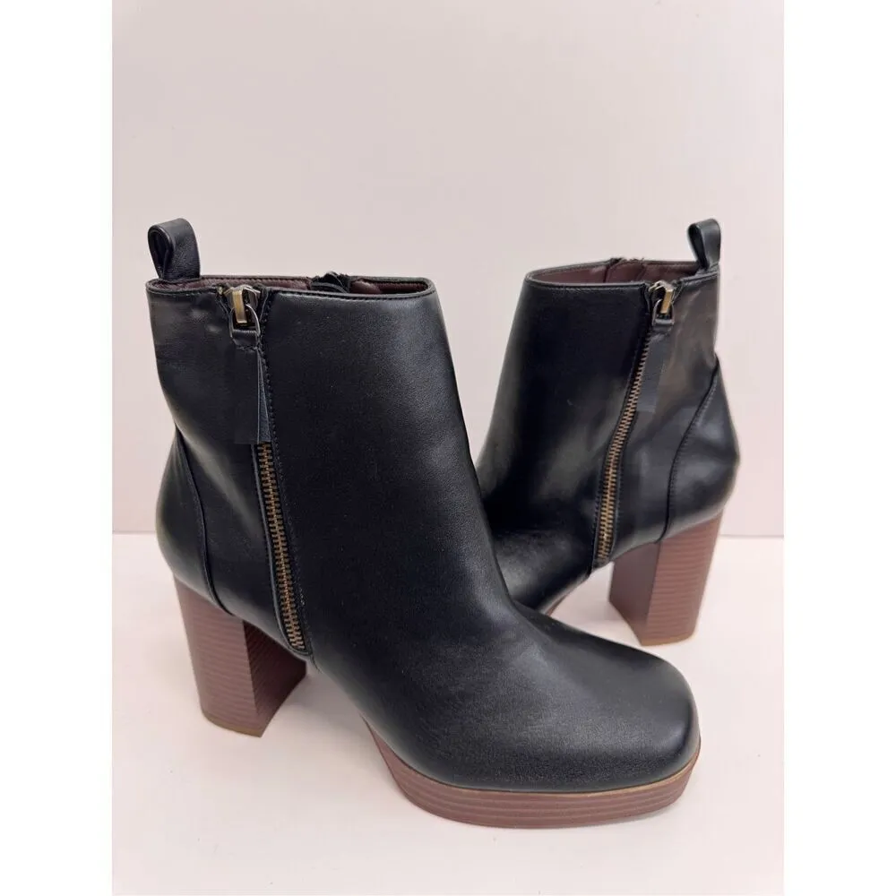 White Mountain‎ Ankle Boots Size 9.5 Black Square Toe Block Heel Side Zip NEW - Image 6