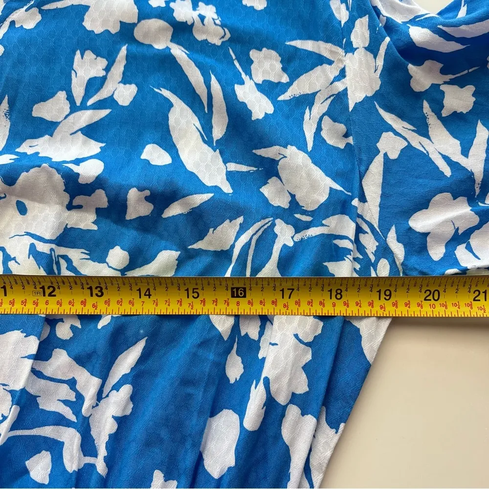 Walker & Wade Ibiza Dress Cornflower Blue Ruffle elastic waist Beads lightweight Size L - Image 9