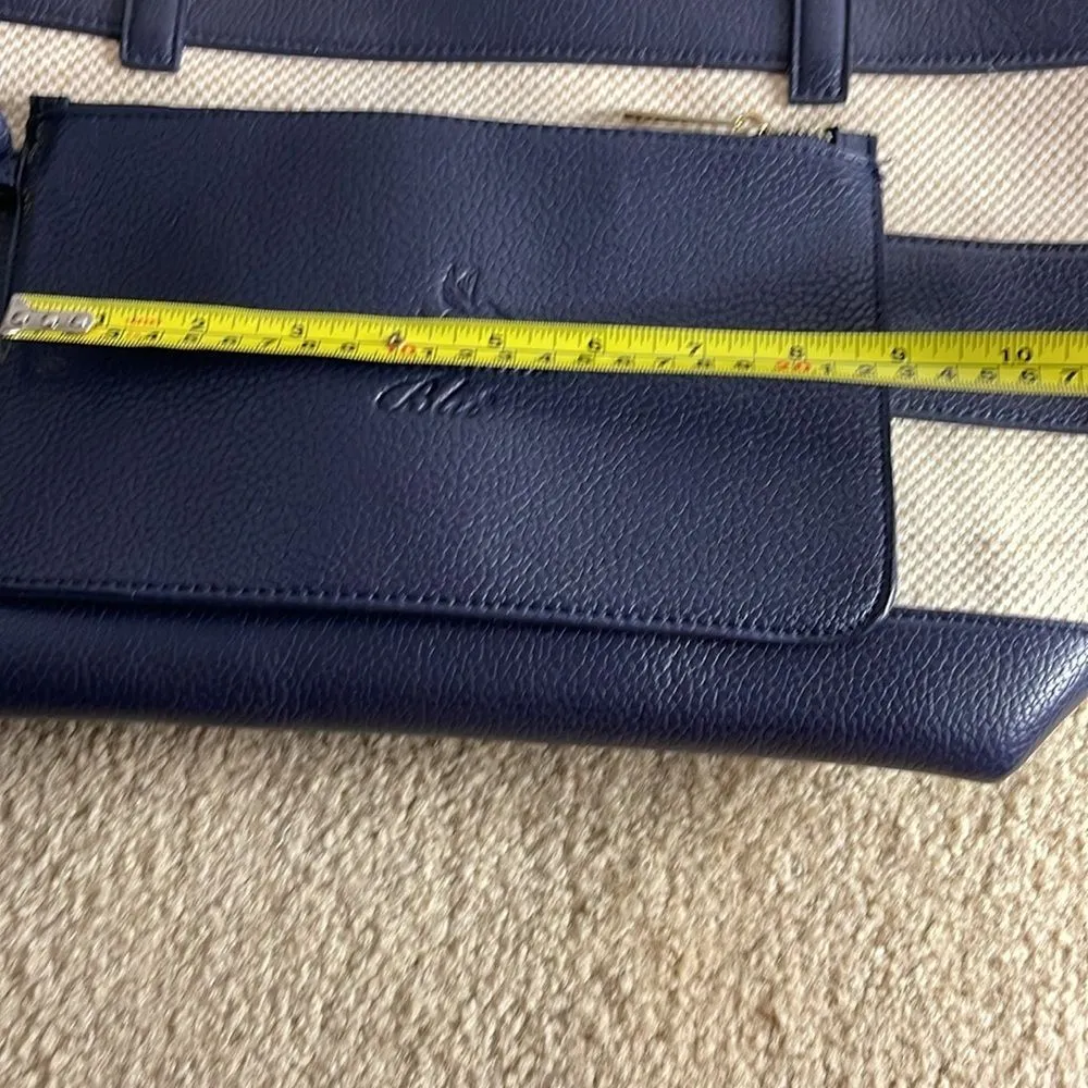 Amanda Blu shoulder bag. Navy & tan strip. Small‎ pouch inside. Cute for Spring! Blue - Image 9