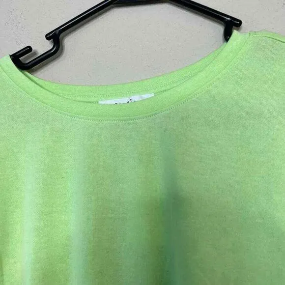 Elodie elastic Waist neon green sweatshirt Cropped Long Sleeve Casual Size Large - Image 4