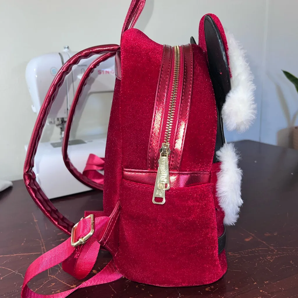 Loungefly Red and White Mickey Mouse Santa Backpack - Image 2