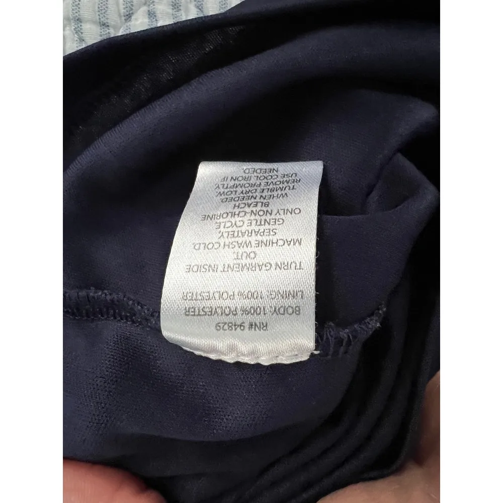 Harlow Rose Embroidered Mesh Top Bell Sleeve Blouse Semi Sheer Navy Size S Blue - Image 5