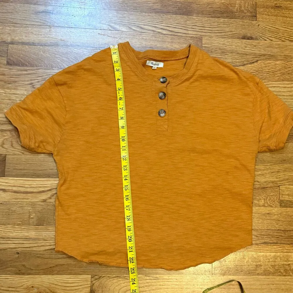 Madewell Women’s Small Cotton Burnt Orange Short Sleeve Button T-shirt Casual - Image 4